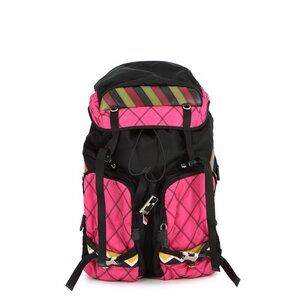 Prada Sac Triangle Logo Nylon Backpack Black Pink
